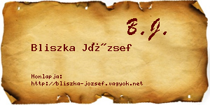 Bliszka József névjegykártya